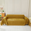 Solid Color Chenille Sofa Throw Blanket, Modern Decor Soft Couch Cover with Fringes