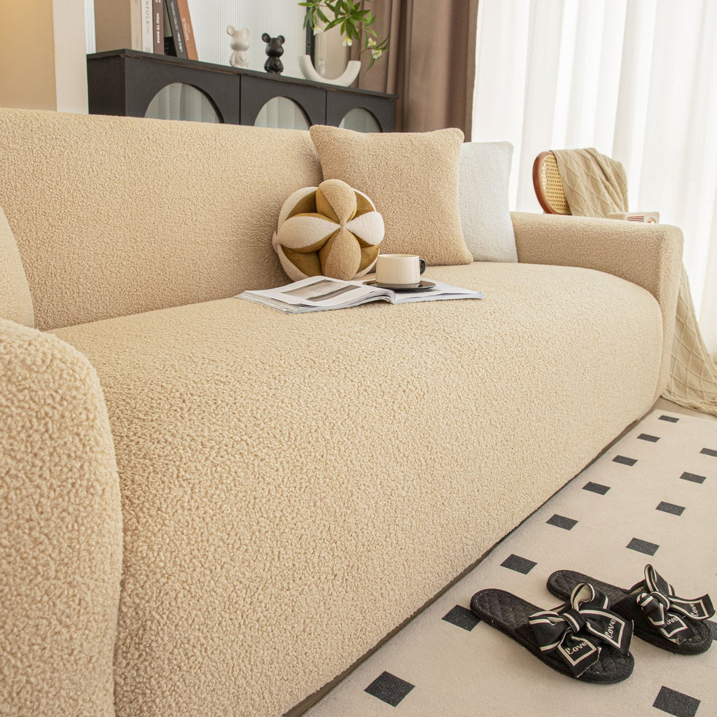 Stretch Plush Fitted Couch Slipcover Furniture Protector for 1/2/3/4/5 Cushion Couch