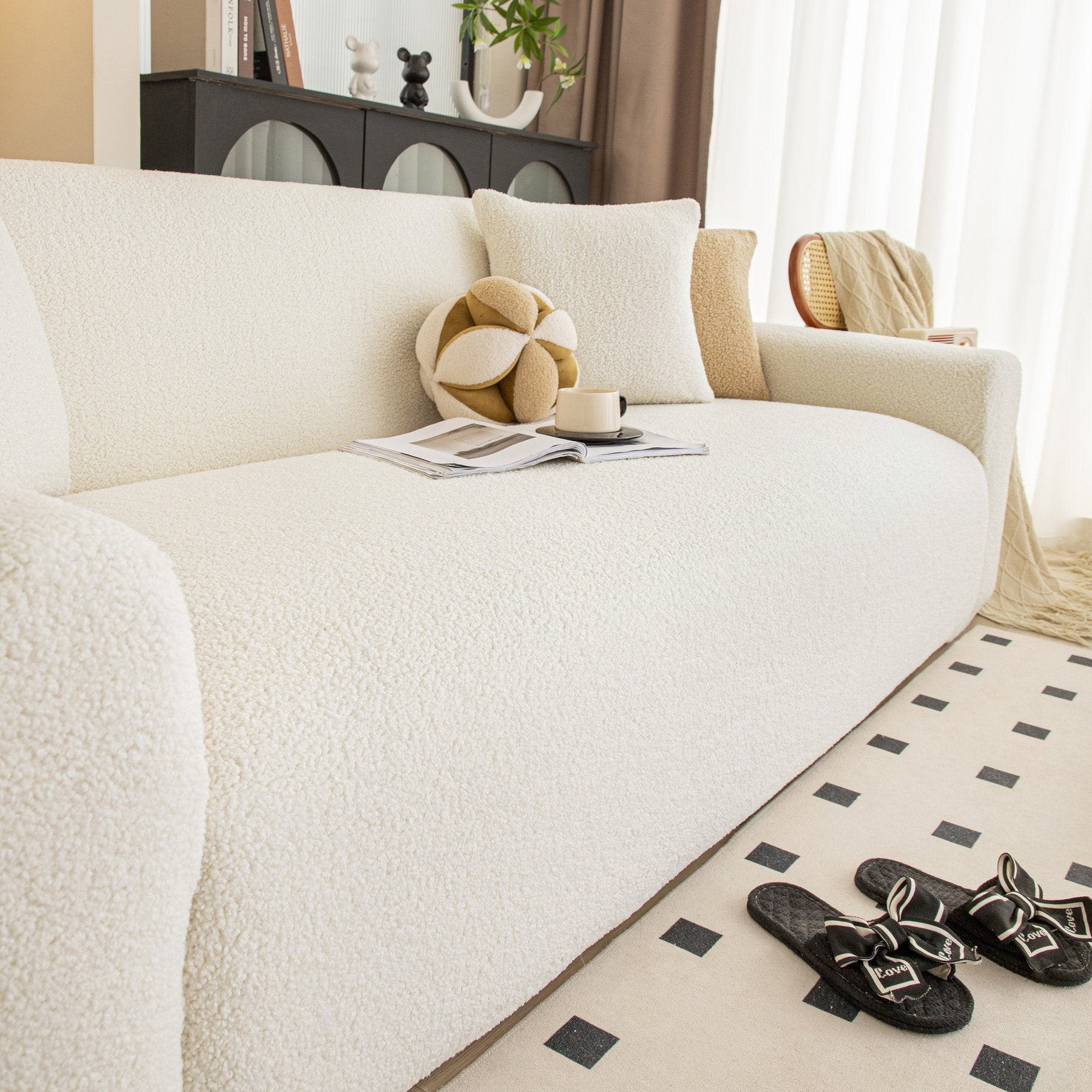 Stretch Plush Fitted Couch Slipcover Furniture Protector for 1/2/3/4/5 Cushion Couch