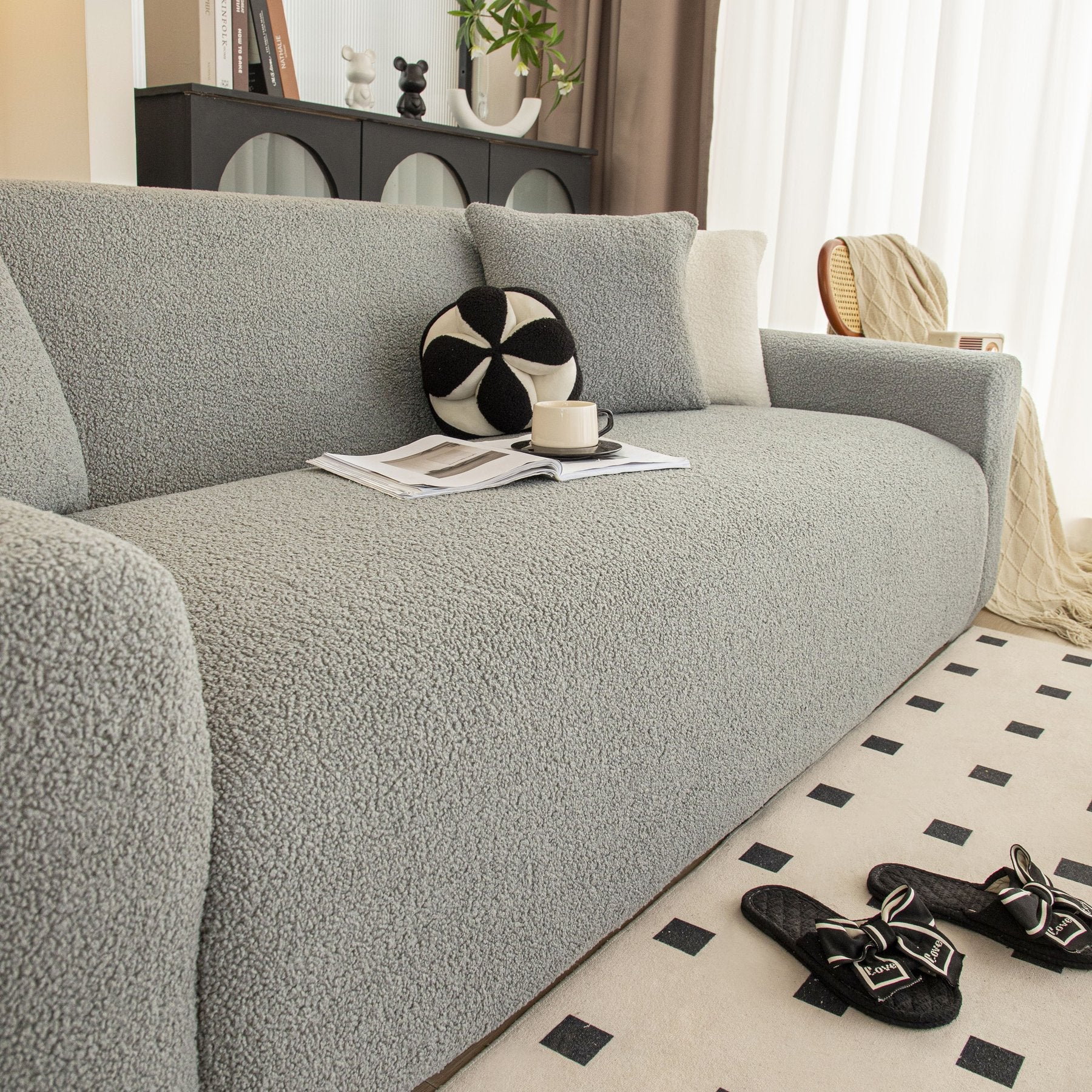 Stretch Plush Fitted Couch Slipcover Furniture Protector for 1/2/3/4/5 Cushion Couch