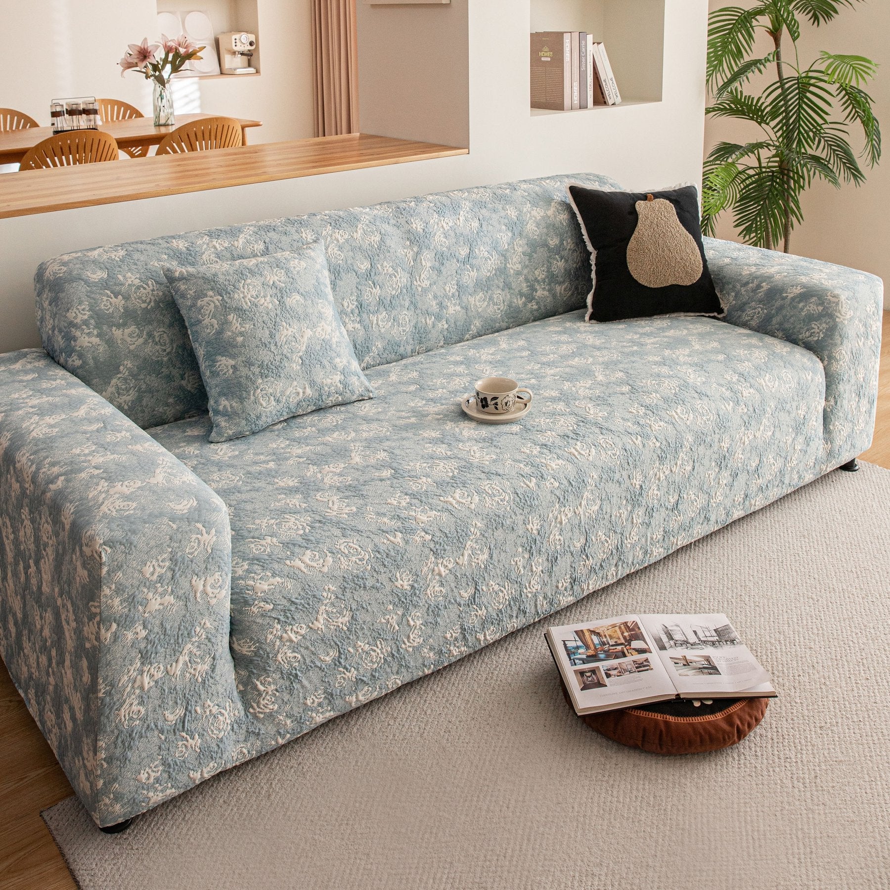 High Stretch Thick 3D Spacer Sofa Cover, Air-Layer Jacquard Cushioned Couch Slipcover