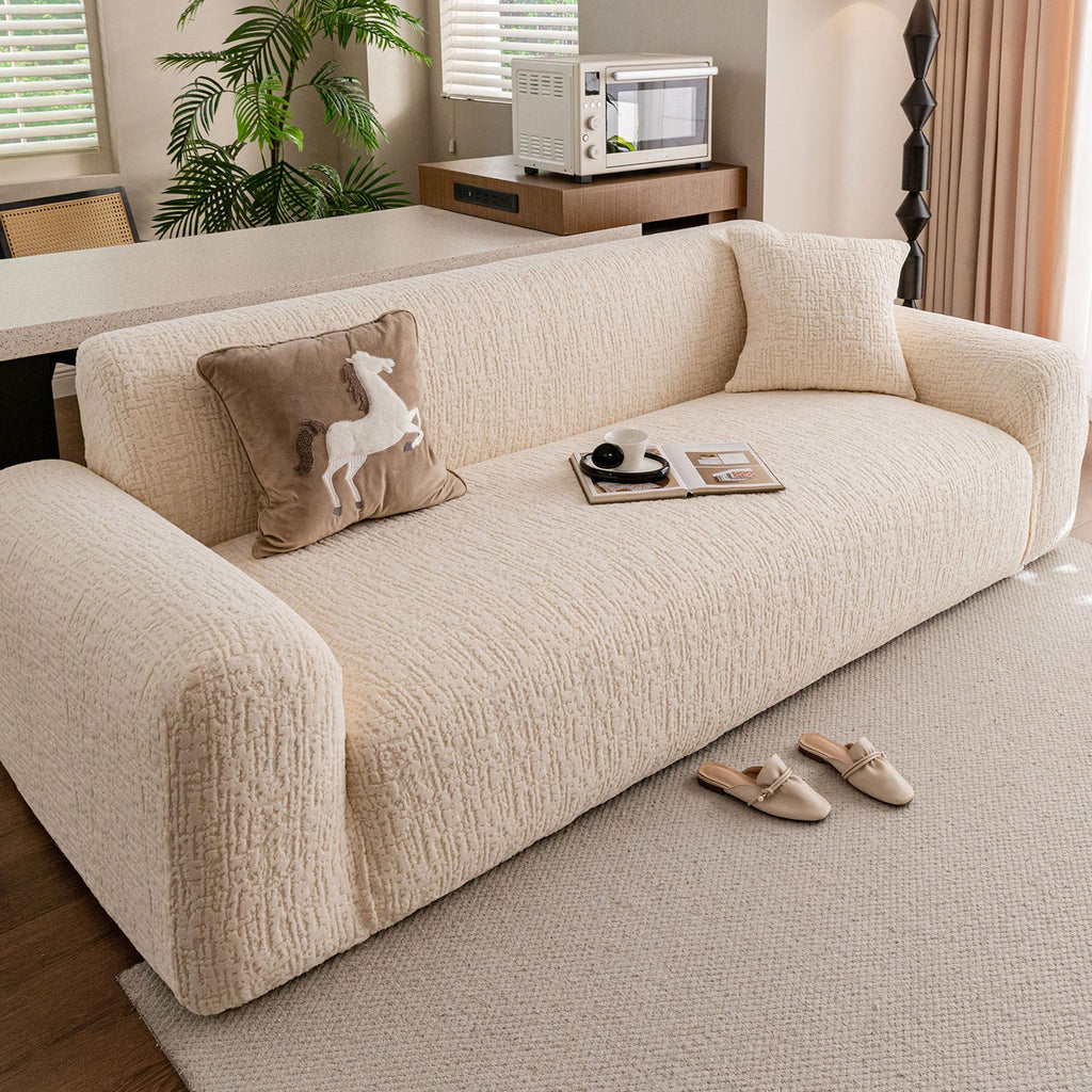 Elastic Stretch Sofa Cover Slipcover, Soft Plush Bubble Textured Jacquard Couch Cover