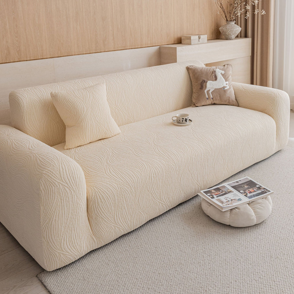 Elastic Stretch Sofa Cover Slipcover,  Thick Plush Wavy Flowing Texture Couch Cover