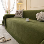 Embossed Leaf Pattern Couch Cover Throw Blanket, Japandi Furniture Cover Protector