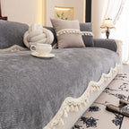 Chenille Sofa Cover Towel – Non-Slip, Washable Pets Couch Protector with Tassels