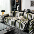 Striped Chenille Sofa Throw Covers, Boho Style Cozy Couch Protector Blanket