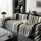 Striped Chenille Sofa Throw Covers, Boho Style Cozy Couch Protector Blanket