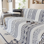 Bohemian Tufted Sofa Cover, Plush Fleece Throw Blanket with 3D Woven Aztec Stripes