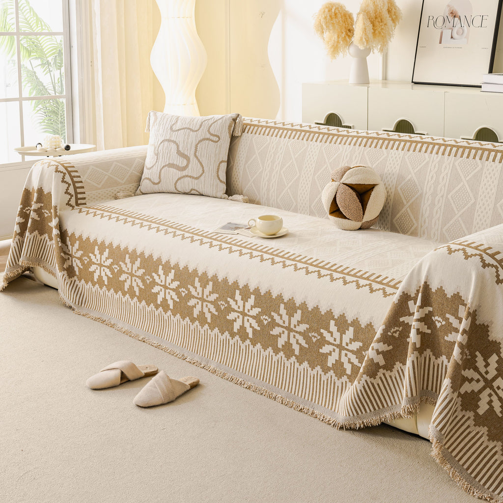 Thick Jacquard Couch Cover for Sectional Sofas, Cozy Washable Sofa Cover Throw Blanket