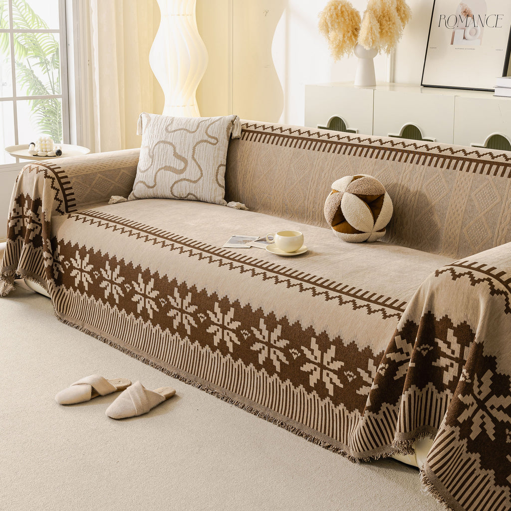Thick Jacquard Couch Cover for Sectional Sofas, Cozy Washable Sofa Cover Throw Blanket