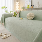 Durable Cooling Couch Cover for Dogs Textured Chic Leaf Summer Throw Cover Blanket