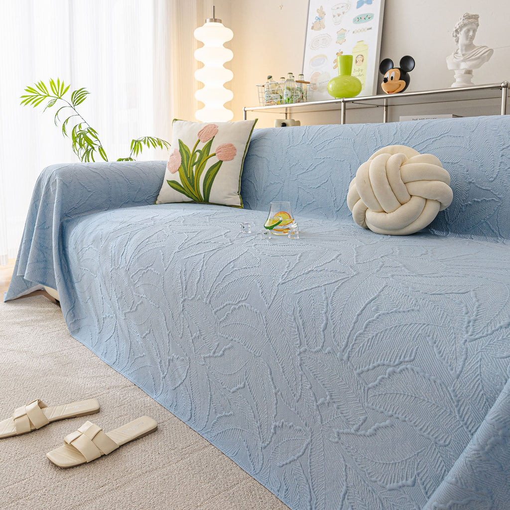 Durable Cooling Couch Cover for Dogs Textured Chic Leaf Summer Throw Cover Blanket