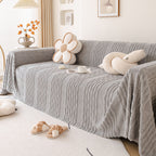 Modern 3D Water Ripple Sofa Cover, Non-Shedding Cream Style Furniture Protector Throw