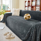 Thick Plush Non-Slip Sofa Throw Cover, Warm Soft Faux Fur Couch Protector for Winter