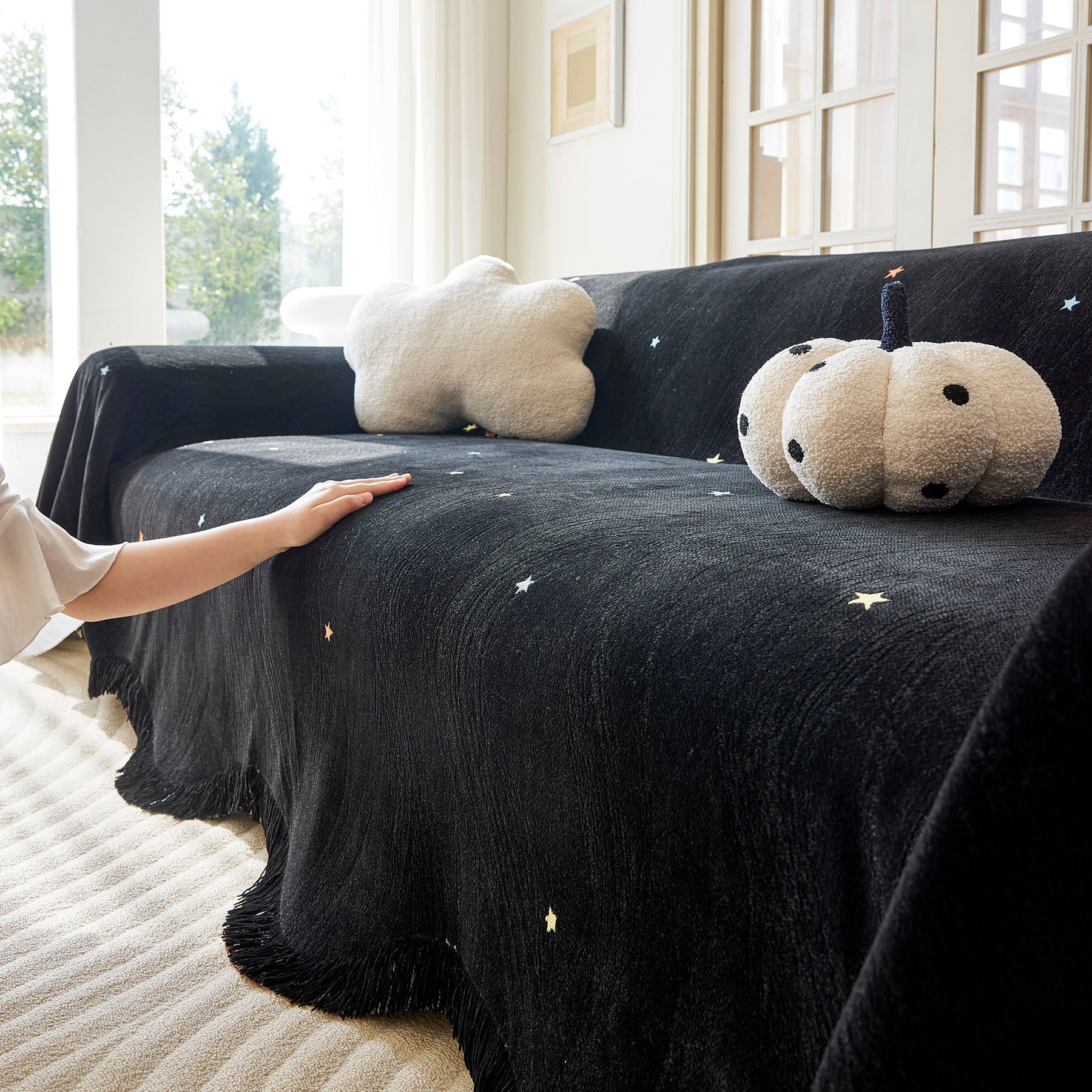 Soft Jacquard Sofa Cover for Dogs, Boho Chenille Sofa Slipcover for Pets Washable