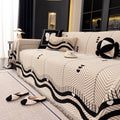 Chenille Sofa Throw Cover, Textured Chevron Decorative Couch Blanket for Living Room