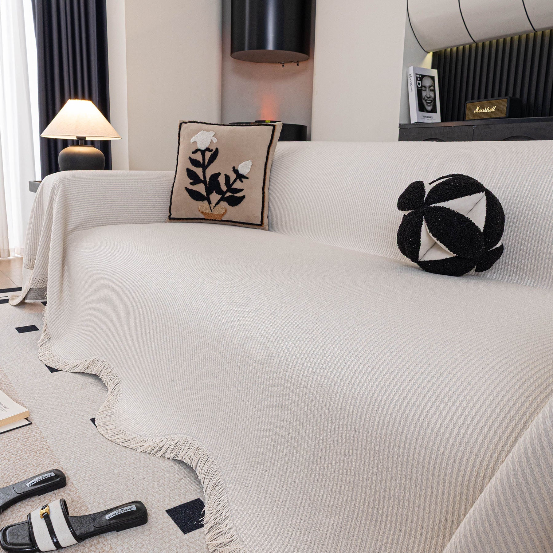 Soft Decorative Throw for Sofa and Loveseat, Textured Sofa Cover Blanket for Couch