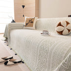 Decorative Slipcover for Pets, Kids, Boho Woven Couch Cover Throw Blanket with Tassel