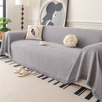 Textured Woven Modern Sofa Cover, Natural Blend Decorative Couch Throw Blanket
