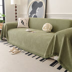 Textured Woven Modern Sofa Cover, Natural Blend Decorative Couch Throw Blanket