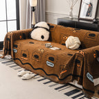 Cute Chenille Couch Cover Throw, Cartoon Soft Washable Sofa Cover for Sectional Sofas