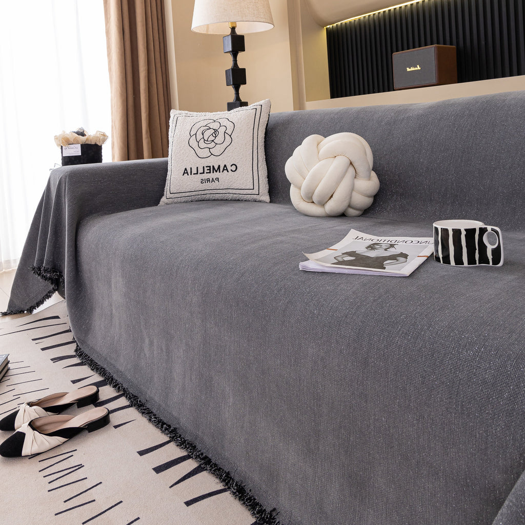 Solid Color Chenille Sofa Cover Blanket Furniture Covers for Sofas and Loveseats