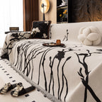 Modern Abstract Floral Sofa Throw Blanket, Decor Furniture Protector for Living Room