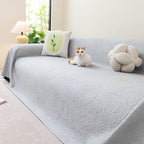 Cooling Embossed Botanical Couch Cover, Soft Ice Silk Furniture Protector for Sofa