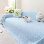 Cooling Embossed Botanical Couch Cover, Soft Ice Silk Furniture Protector for Sofa