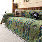Southwestern Boho Woven Tribal Sofa Cover Blanket, Rustic Farmhouse Couch Throw Cover