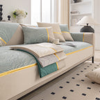 Modular Sofa Cover for Sectionals, Gold Striped Non-Slip Couch Protector