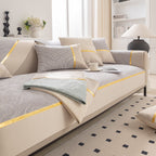 Modular Sofa Cover for Sectionals, Gold Striped Non-Slip Couch Protector