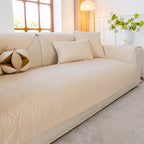 Leaf Vein Textured Cotton Quilted Sofa Slipcover, Non-Slip Modular Couch Covers