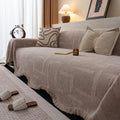 Chenille Sofa Cover Throw Blanket, Woven Textured Minimalist Wabi-Sabi Couch Cover