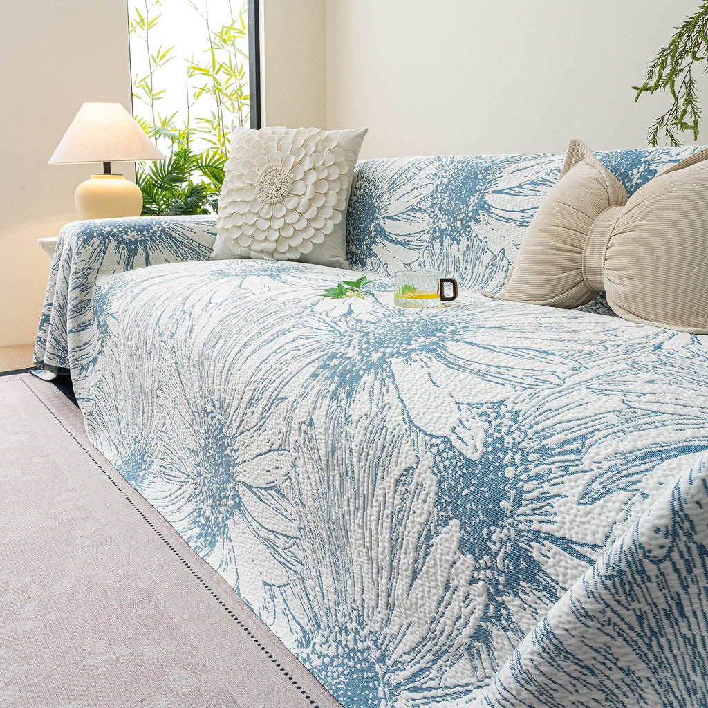 Cooling Botanical Jacquard Couch Cover Decorative Furniture Cover for Loveseat & Sofas