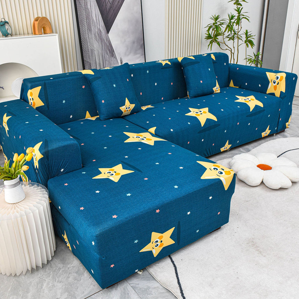 Boho Printed Sofa Slipcover, Stretch Furniture Protector for Sectional L-Shaped Sofa