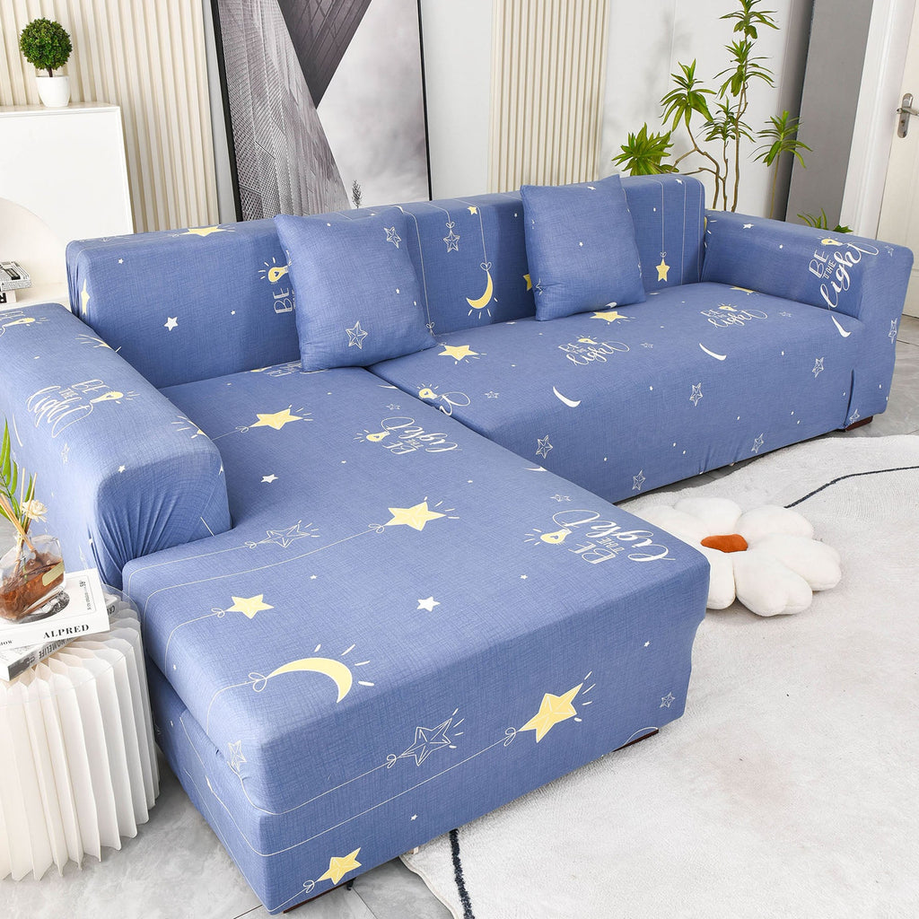 Boho Printed Sofa Slipcover, Stretch Furniture Protector for Sectional L-Shaped Sofa
