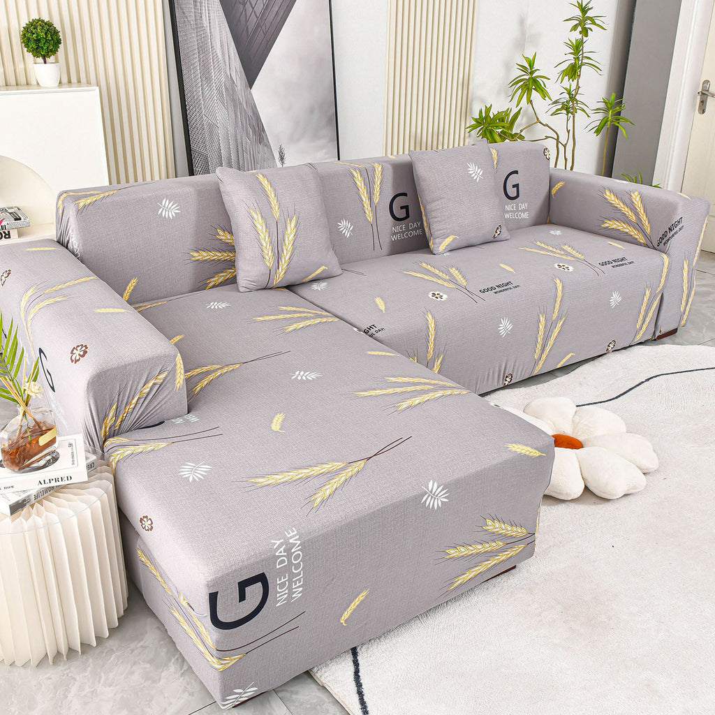 Boho Printed Sofa Slipcover, Stretch Furniture Protector for Sectional L-Shaped Sofa