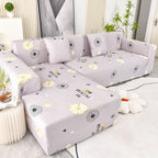 Boho Printed Sofa Slipcover, Stretch Furniture Protector for Sectional L-Shaped Sofa