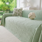 Embossed Leaf Pattern Sofa Cover Blanket for Couch, Soft Cooling Textured Couch Cover