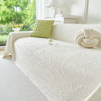 Embossed Leaf Pattern Sofa Cover Blanket for Couch, Soft Cooling Textured Couch Cover