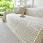 Fresh Geometric Sofa Throw Cover, Modern Textured Breathable Couch Protector Blanket