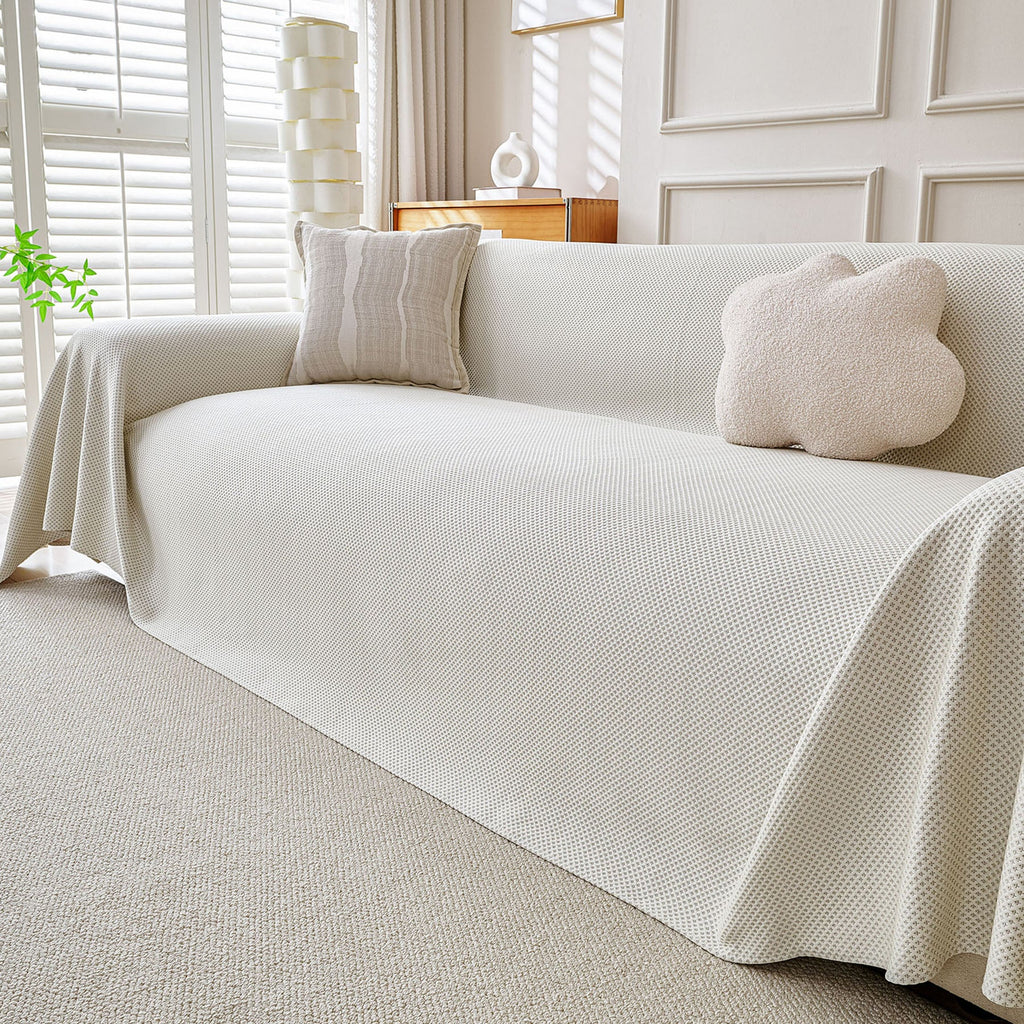 Cooling Ice Silk Knit Couch Cover, Breathable Pet Friendly Soft Throw Cover for Sofas