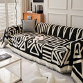Chenille Geometric Sofa Throw Blanket, Boho Washable Furniture Throw Covers for Sofa