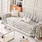 Chenille Geometric Sofa Throw Blanket, Boho Washable Furniture Throw Covers for Sofa