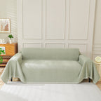 Solid Color Chenille Sofa Throw Blanket, Modern Decor Soft Couch Cover with Fringes