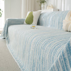 Summer Cooling Ice Silk Sofa Cover, Textured Stripe Soft Breathable Couch Throw Cover