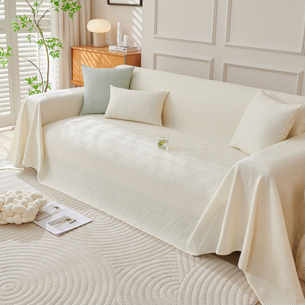 Cooling Scratch Proof Large Sofa Throw Cover, Geometric Texture Couch Protector