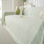 Summer Cooling Ice Silk Sofa Cover, Textured Stripe Soft Breathable Couch Throw Cover