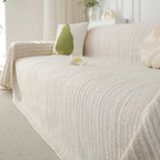 Summer Cooling Ice Silk Sofa Cover, Textured Stripe Soft Breathable Couch Throw Cover